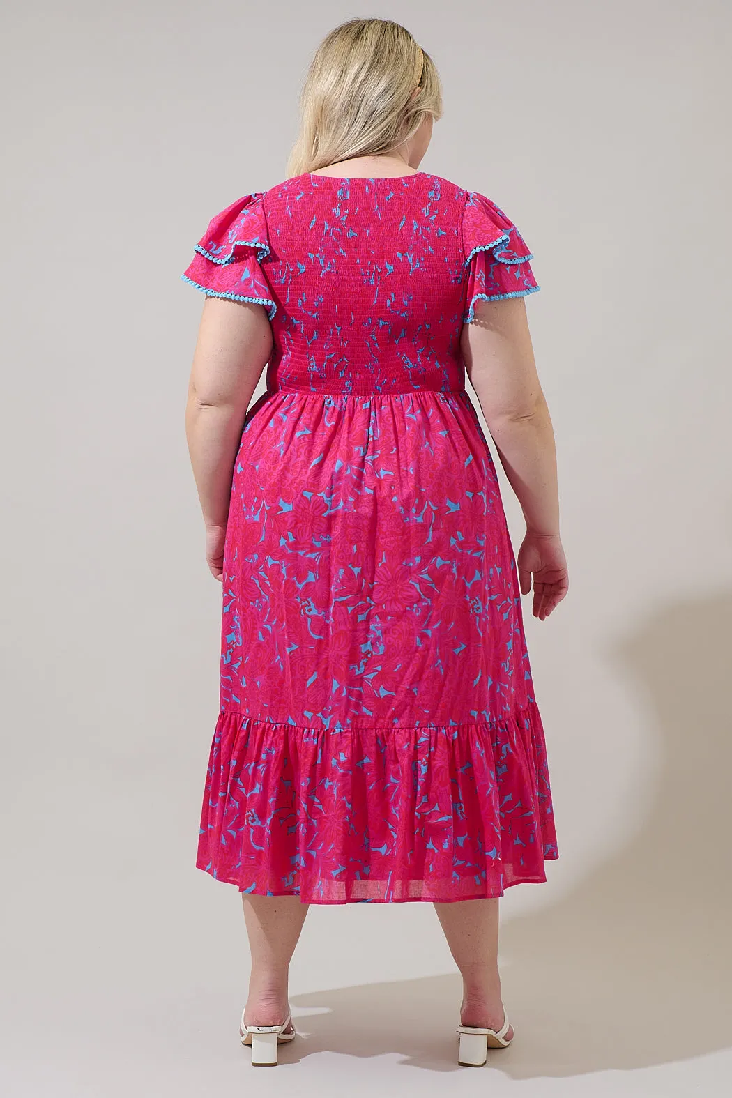 Delina Floral Patte Tiered Midi Dress Curve sold by Sugarlips product image thumbnail 2