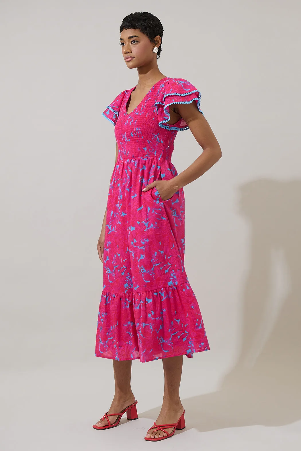 Delina Floral Patte Tiered Midi Dress sold by Sugarlips product image thumbnail 4