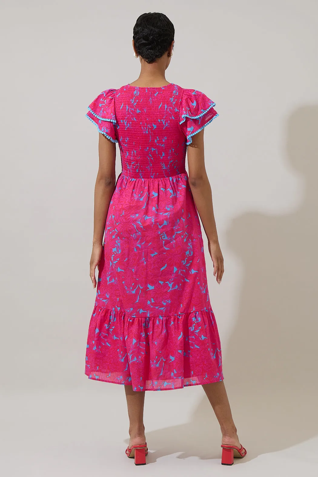 Delina Floral Patte Tiered Midi Dress sold by Sugarlips product image thumbnail 3