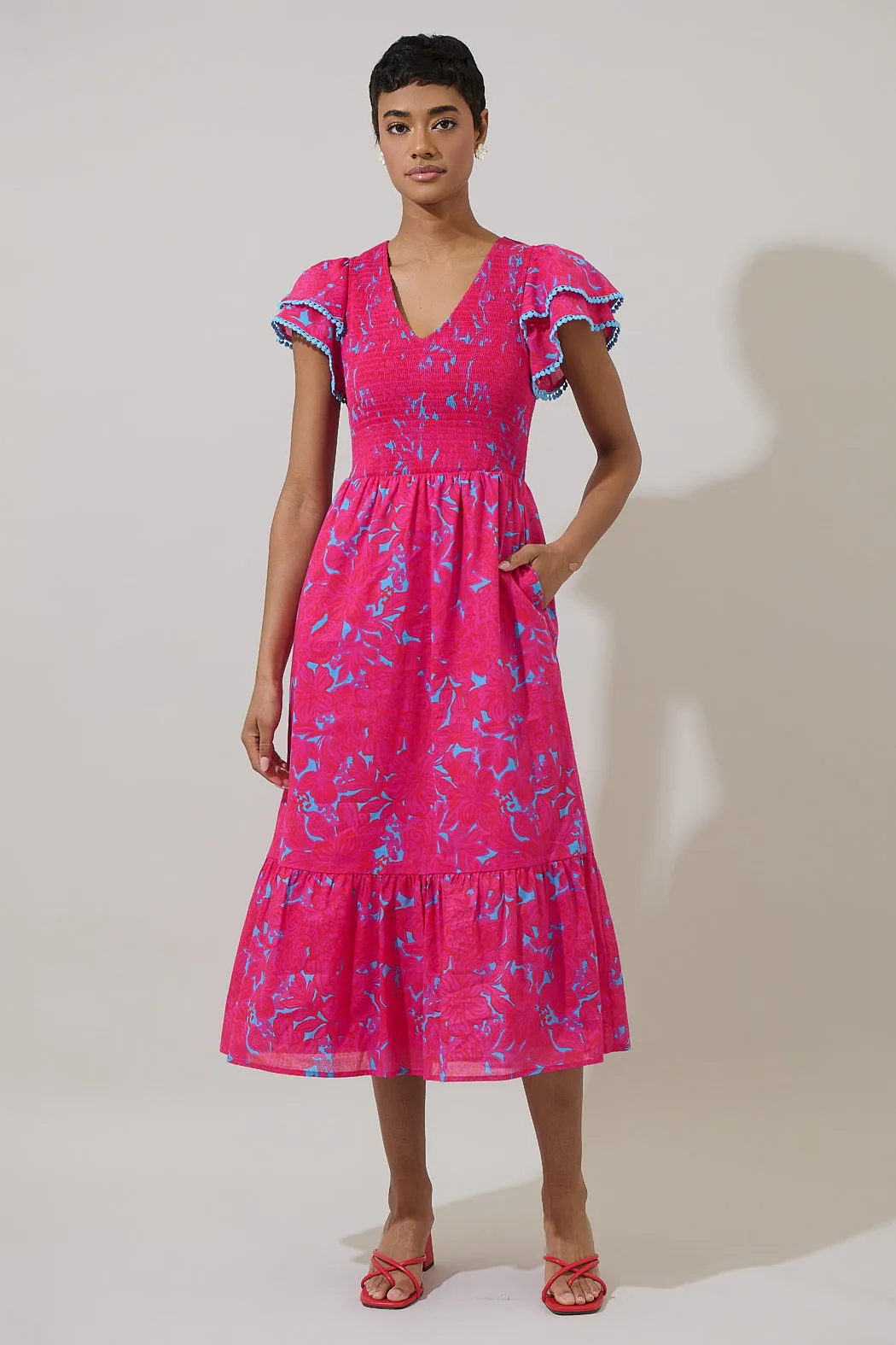 Delina Floral Patte Tiered Midi Dress sold by Sugarlips product image thumbnail 2