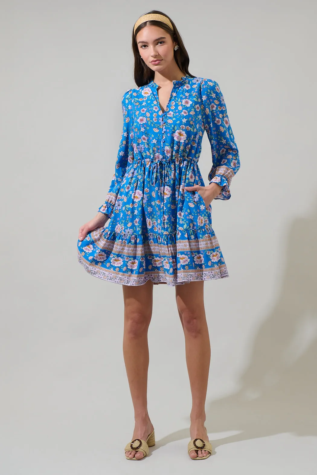 Tali Floral Maddy Button Up Mini Dress sold by Sugarlips product image thumbnail 4