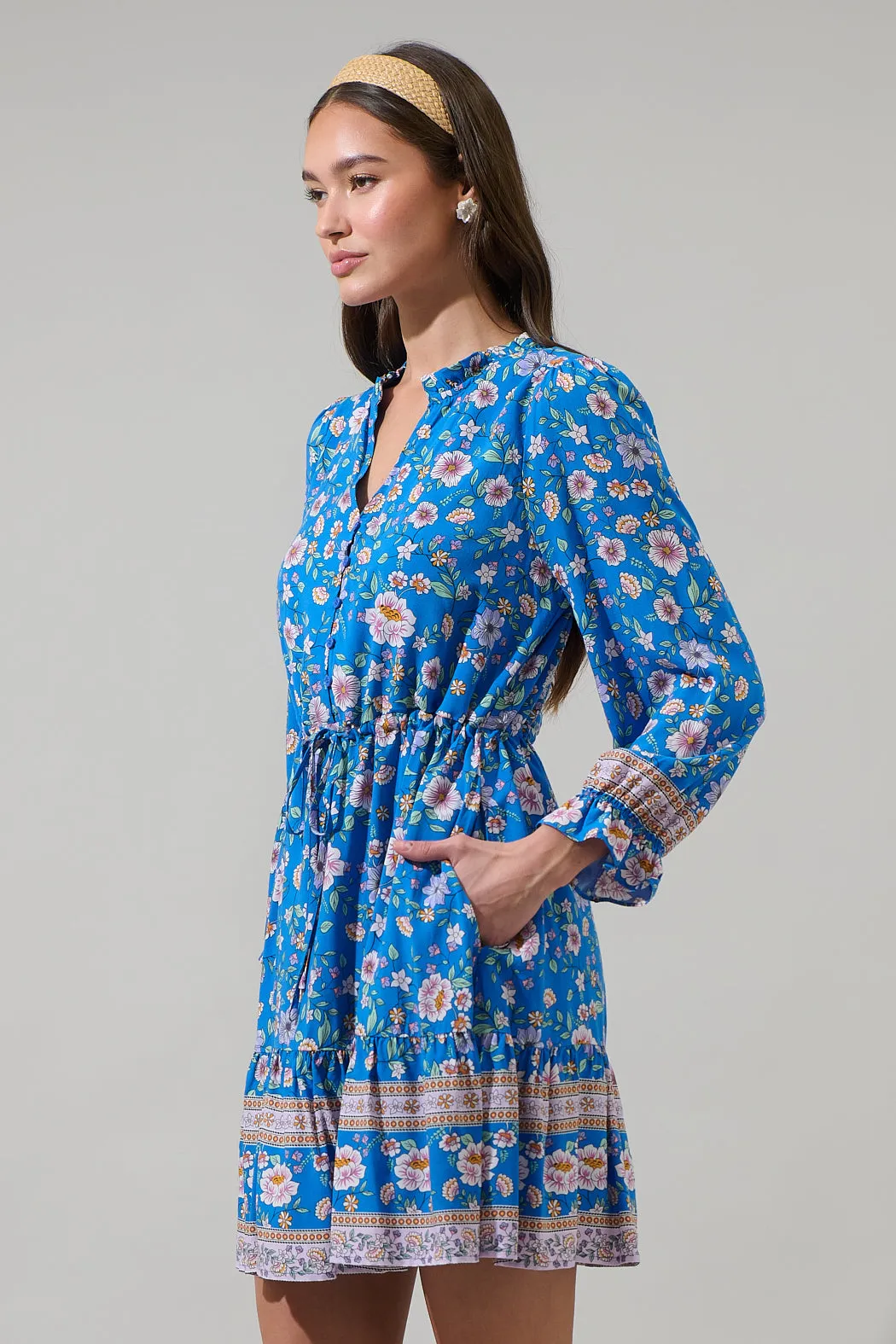 Tali Floral Maddy Button Up Mini Dress sold by Sugarlips product image thumbnail 3