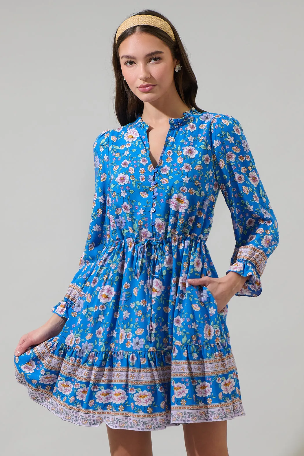Tali Floral Maddy Button Up Mini Dress sold by Sugarlips