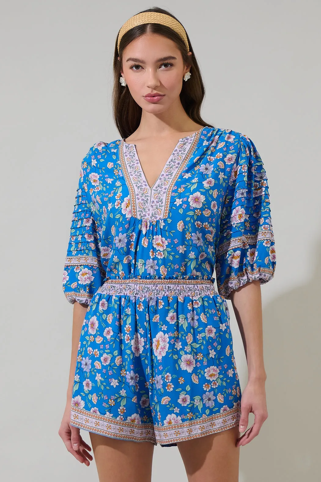 Tali Floral Cerry Pleated Top sold by Sugarlips