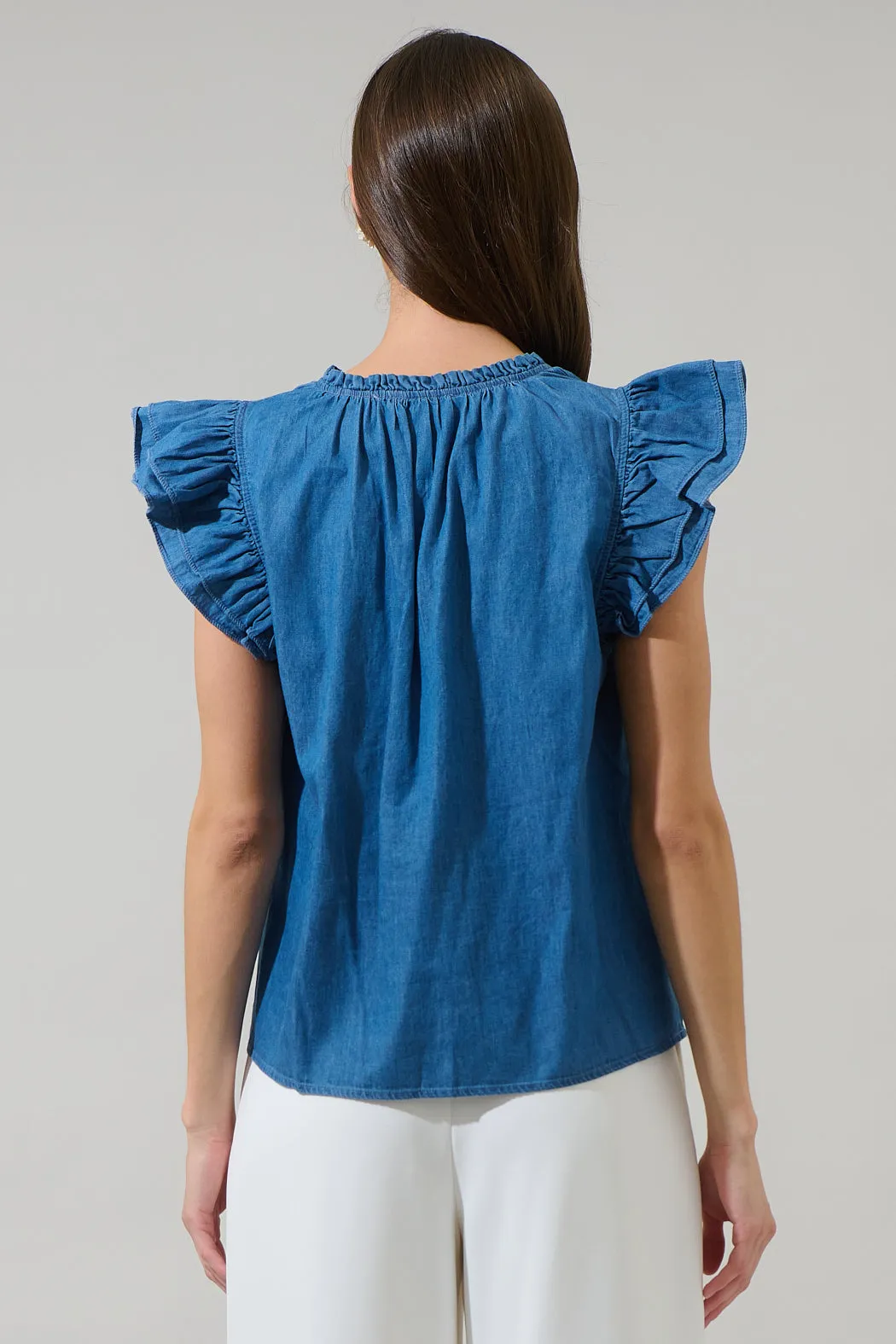 Haysville Risette Ruffle Split Neck Top sold by Sugarlips product image thumbnail 2