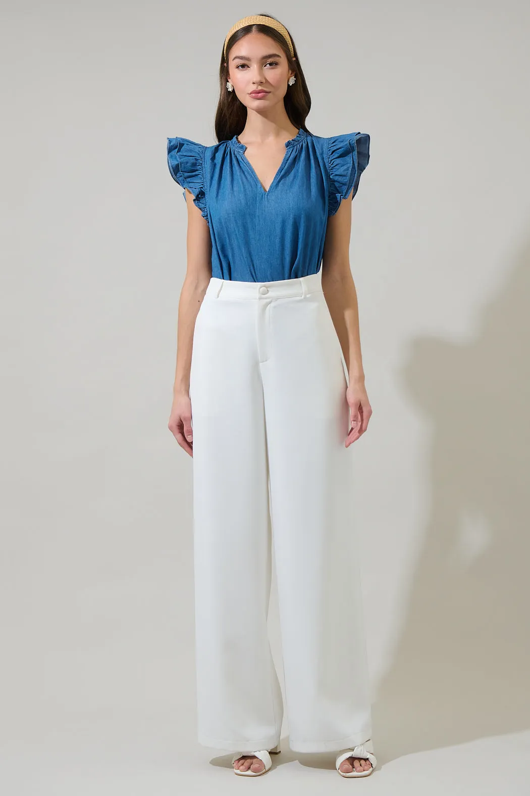 Haysville Risette Ruffle Split Neck Top sold by Sugarlips product image thumbnail 4