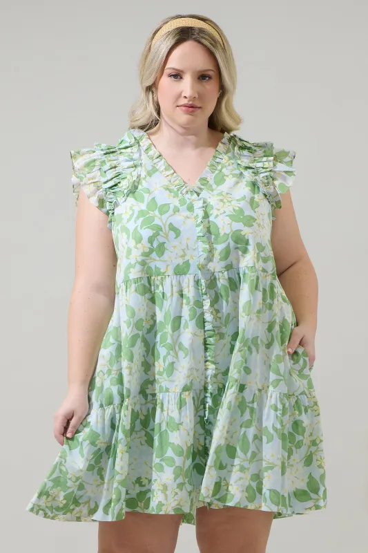 Kiany Floral Marlan Ruffle Midi Dress Curve sold by Sugarlips