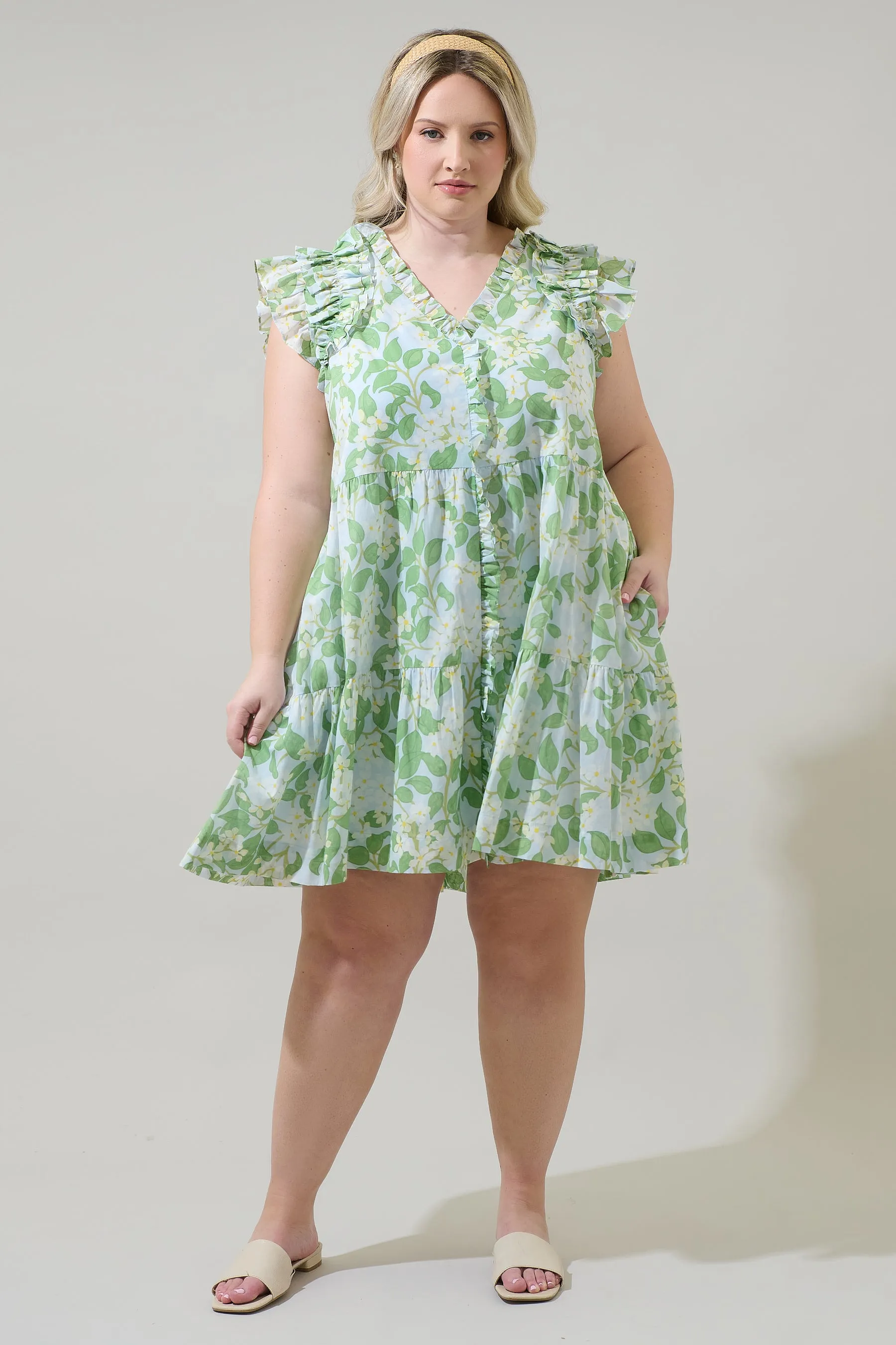 Kiany Floral Marlan Ruffle Midi Dress Curve sold by Sugarlips product image thumbnail 4