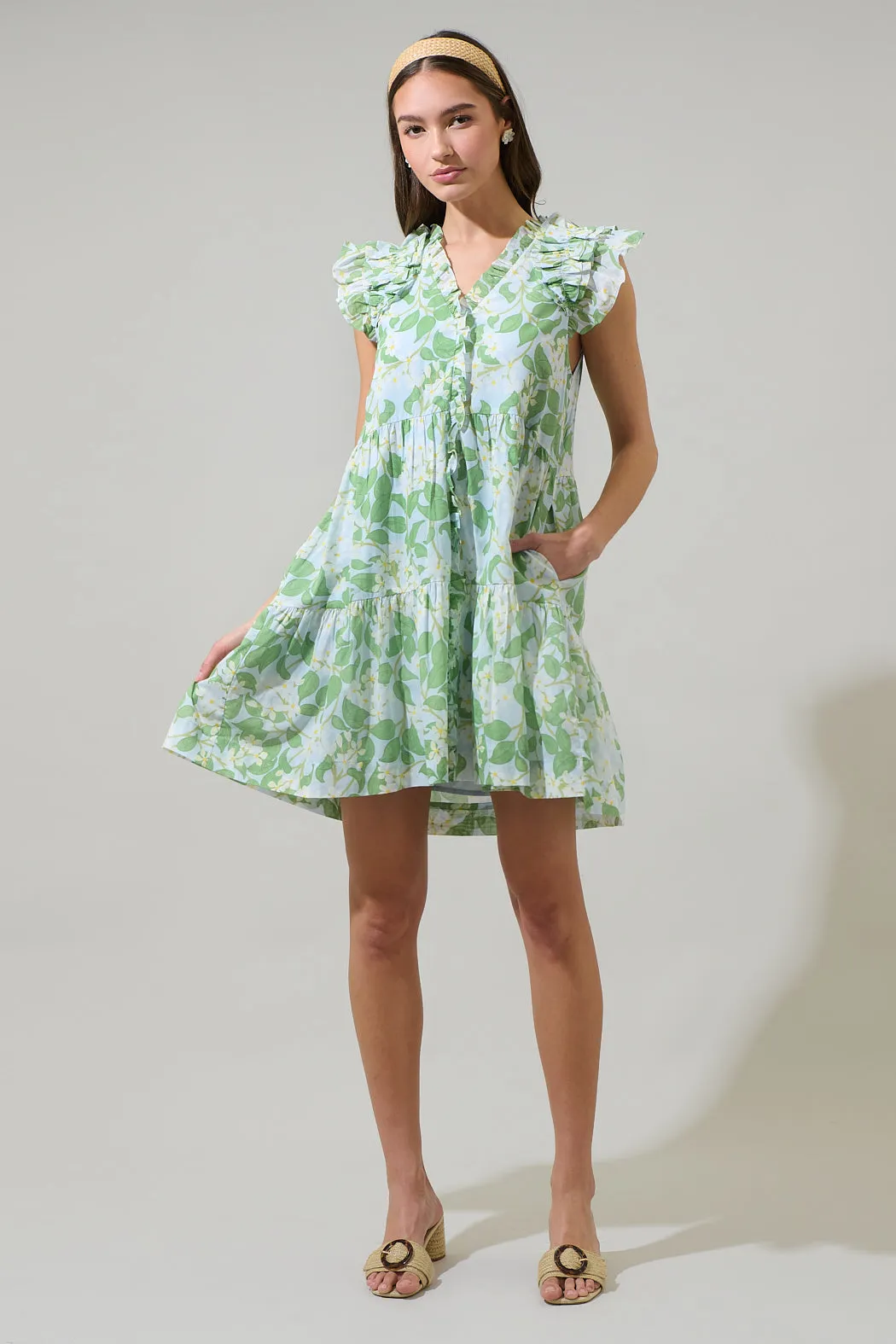 Kiany Floral Marlan Ruffle Midi Dress sold by Sugarlips product image thumbnail 4