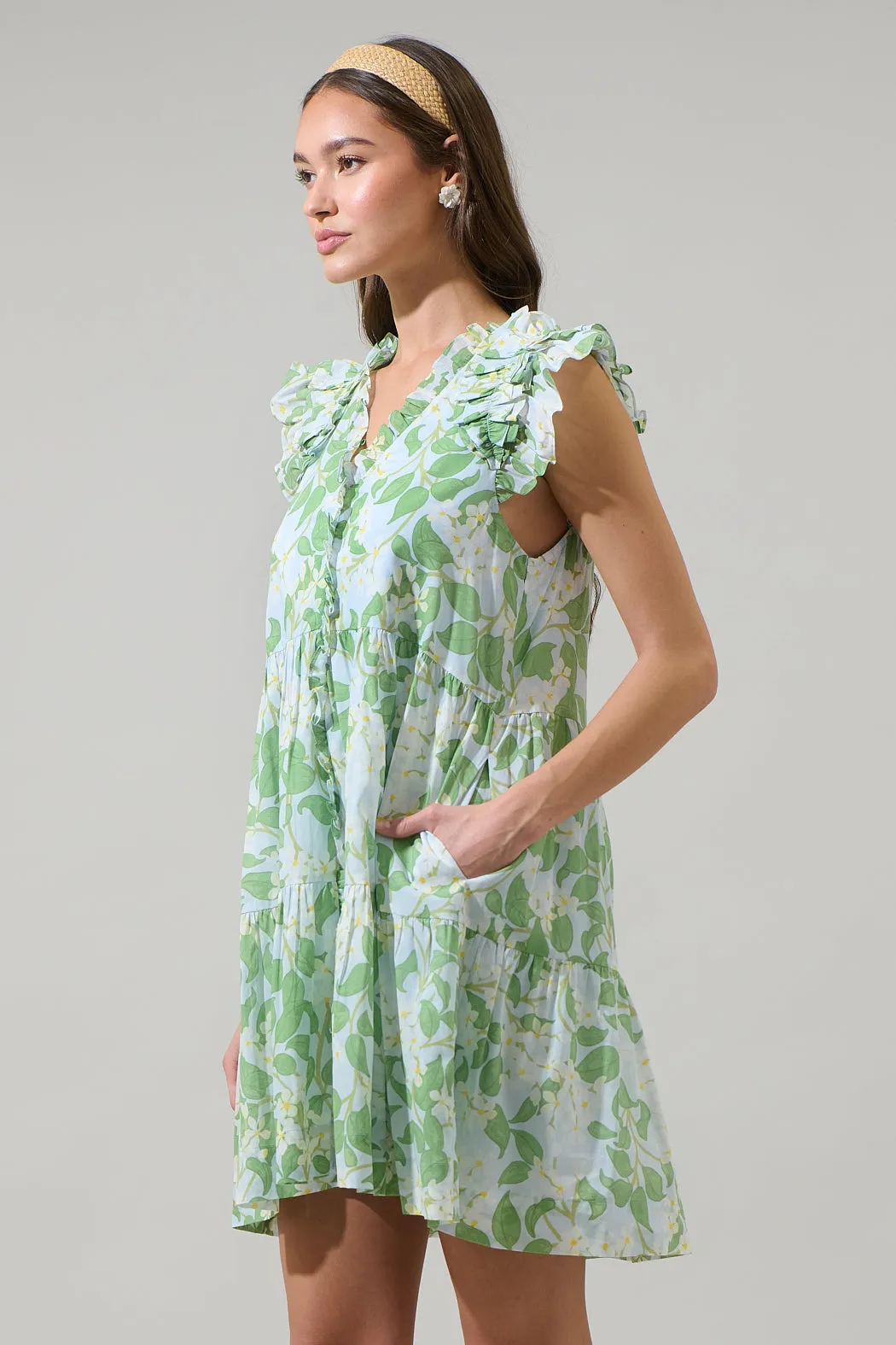 Kiany Floral Marlan Ruffle Midi Dress sold by Sugarlips product image thumbnail 3