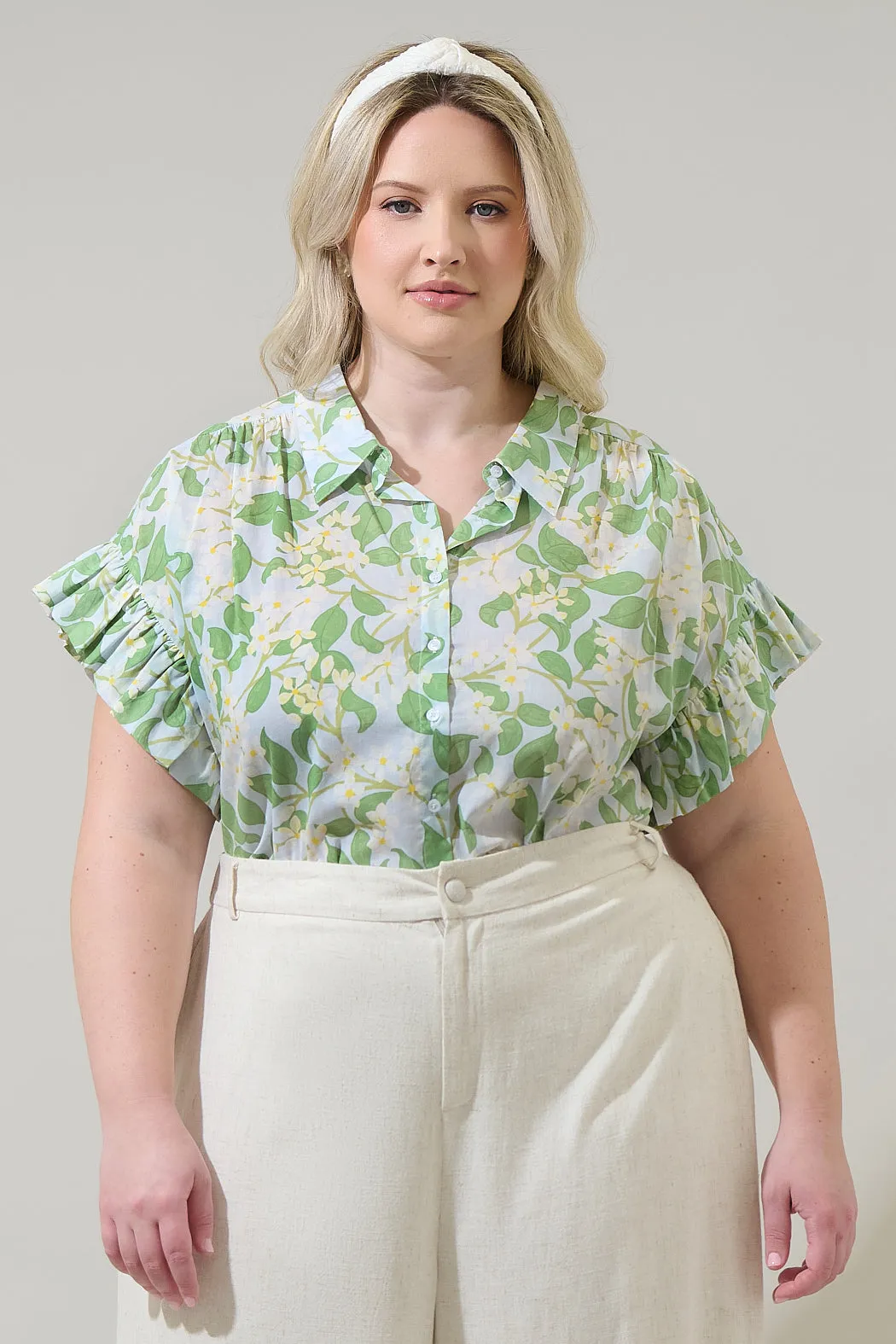Kiany Floral Ina Button Up Top Curve sold by Sugarlips