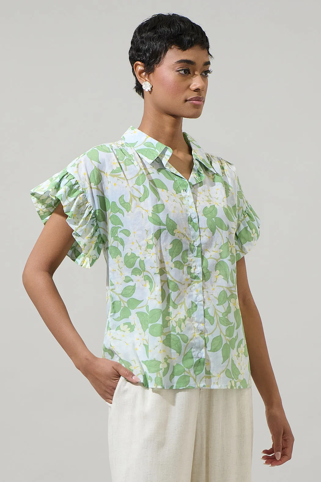 Kiany Floral Ina Button Up Top sold by Sugarlips product image thumbnail 4