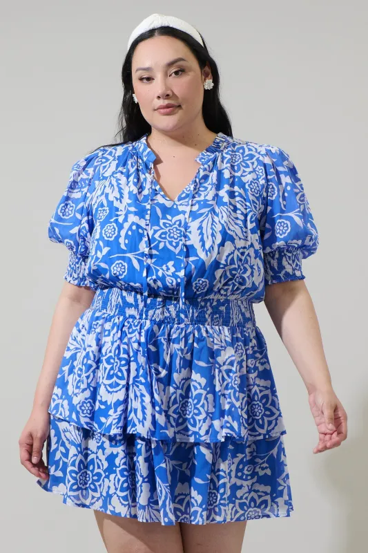 Marny Floral Rai Ruffle Mini Dress Curve sold by Sugarlips
