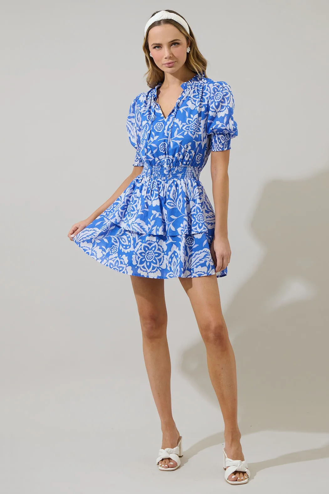 Marny Floral Rai Ruffle Mini Dress sold by Sugarlips product image thumbnail 4
