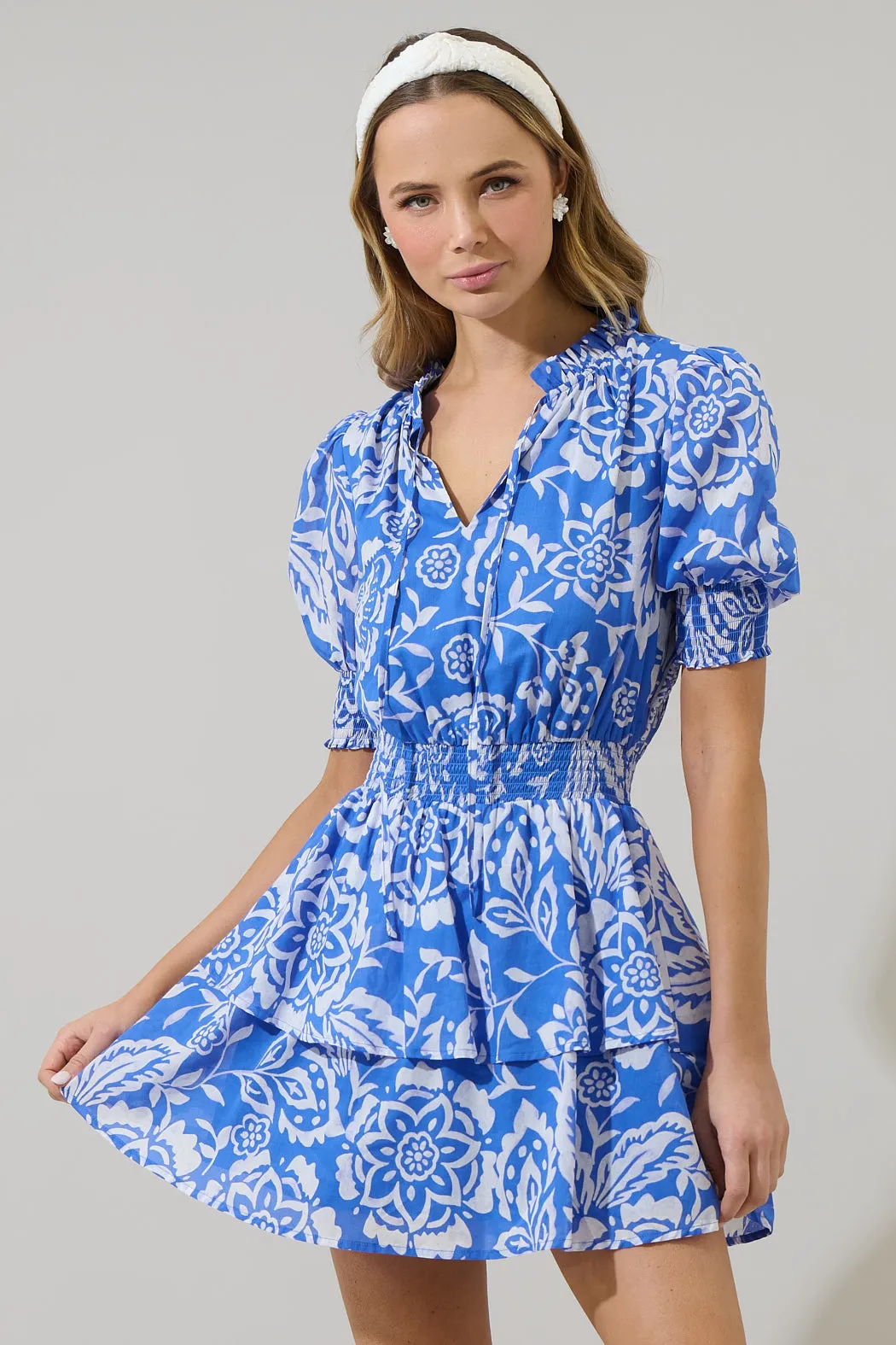 Marny Floral Rai Ruffle Mini Dress sold by Sugarlips