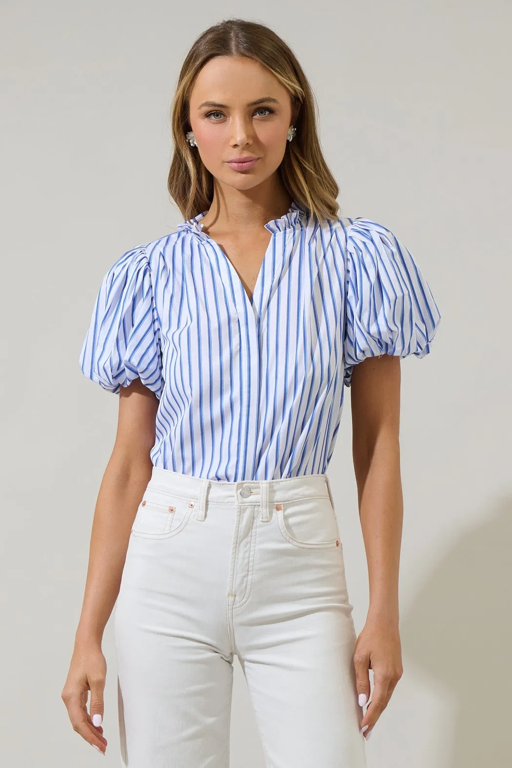 Fannie Striped Jayla Button Down Top sold by Sugarlips