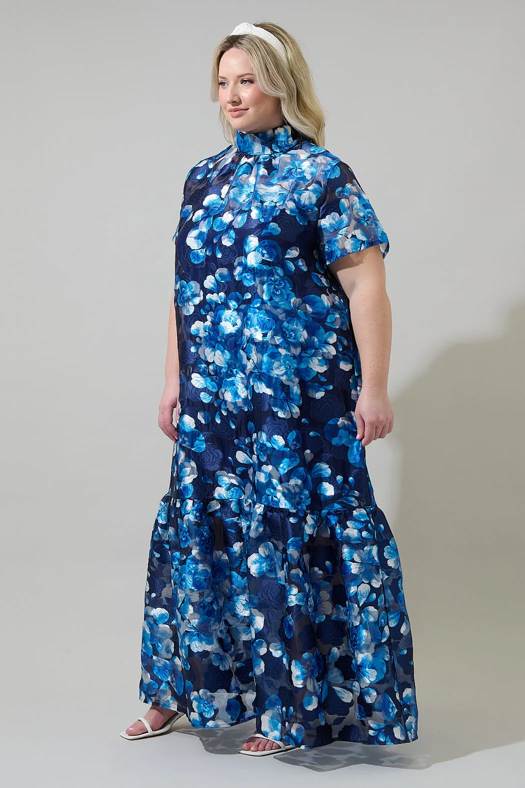 Abay Floral Dime Organza Maxi Dress Curve sold by Sugarlips product image thumbnail 4