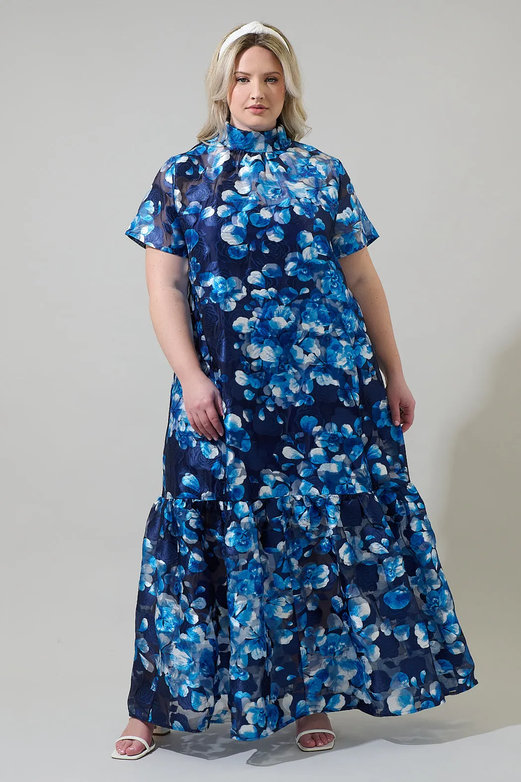Abay Floral Dime Organza Maxi Dress Curve sold by Sugarlips product image thumbnail 2
