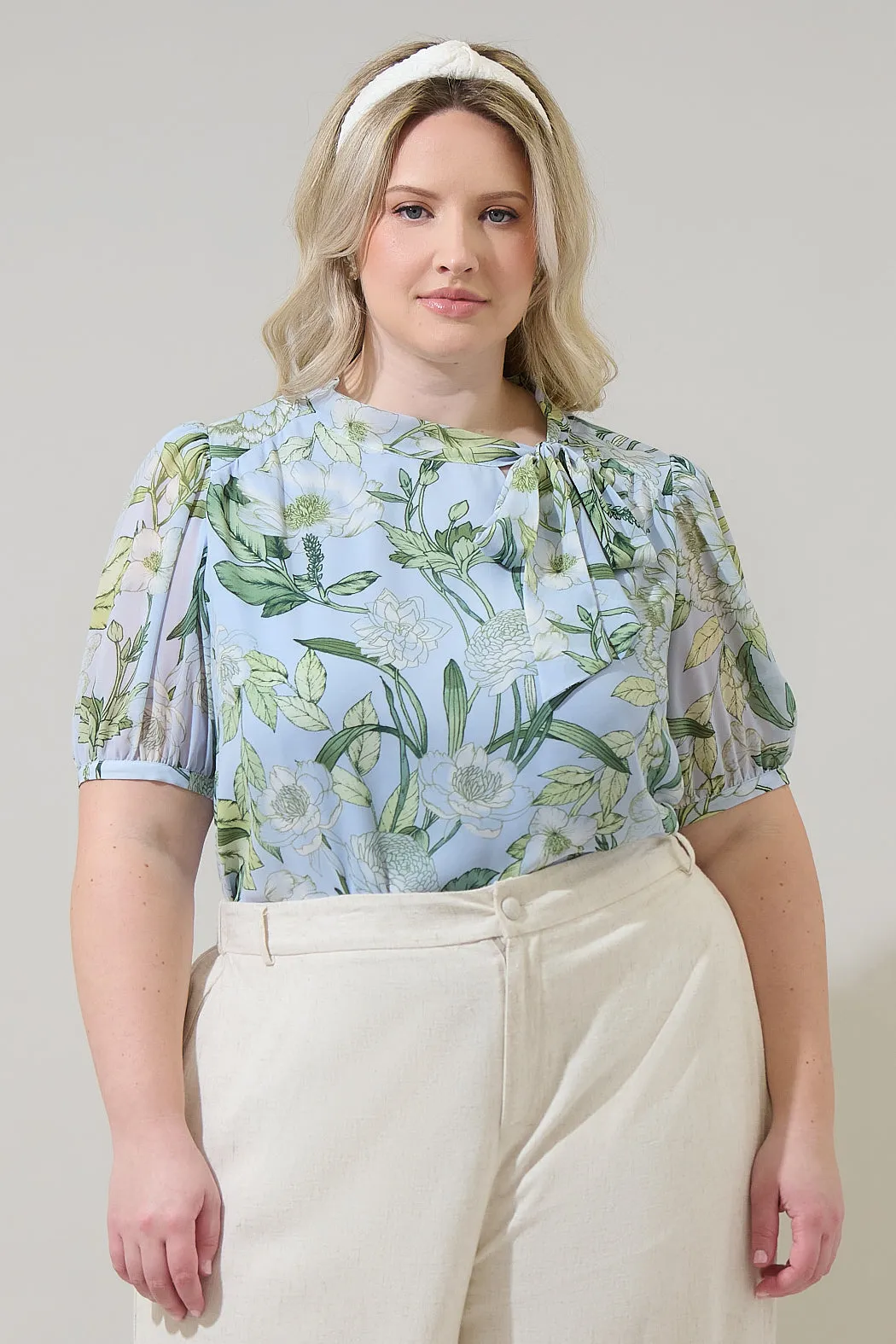 Serenade Bloom Rayna Bow Blouse Curve sold by Sugarlips