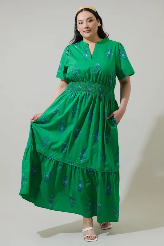 Halina Floral Belraj Poplin Maxi Dress Curve sold by Sugarlips