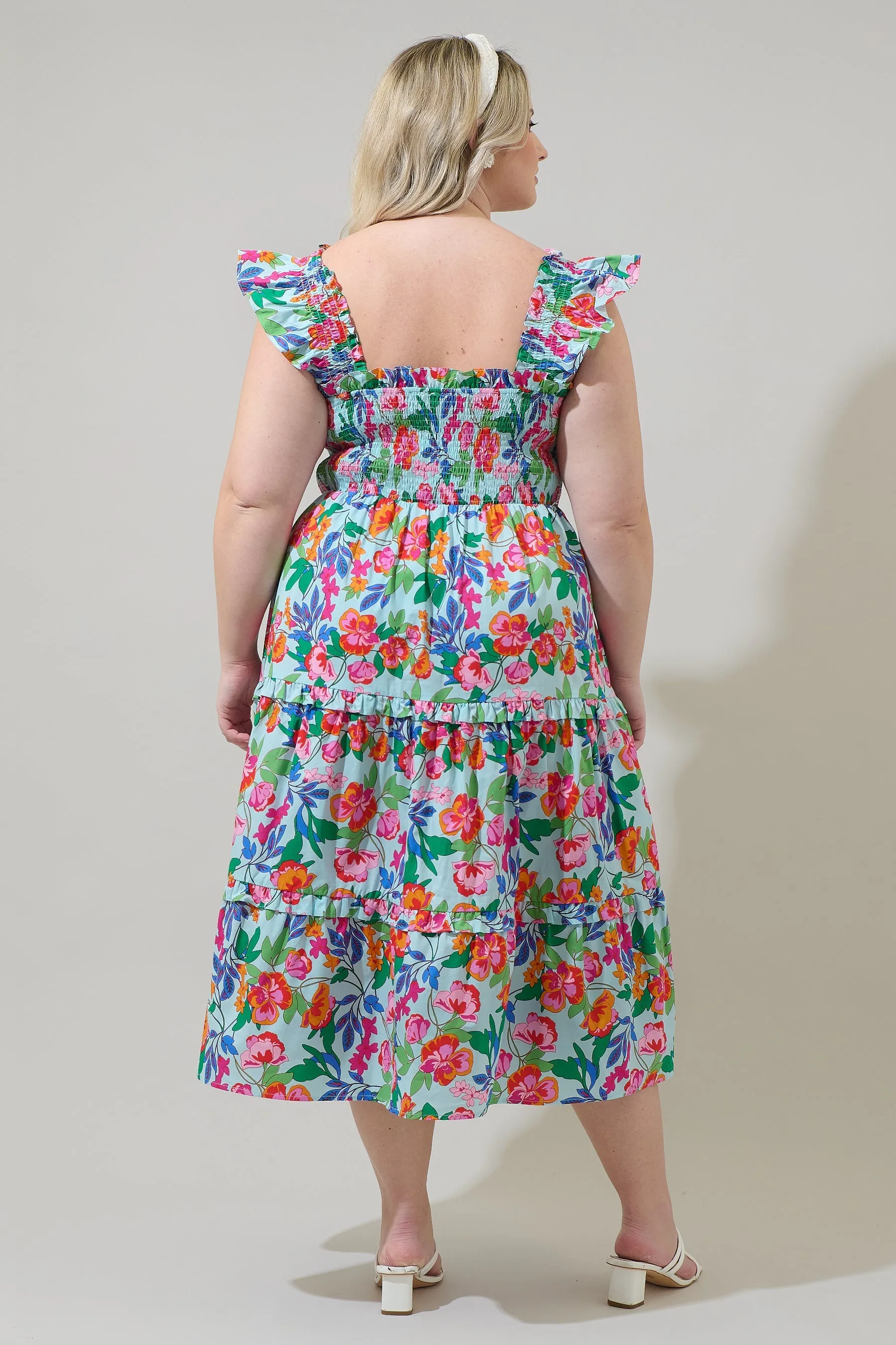 Orlena Floral Emy Smocked Midi Dress Curve sold by Sugarlips product image thumbnail 2