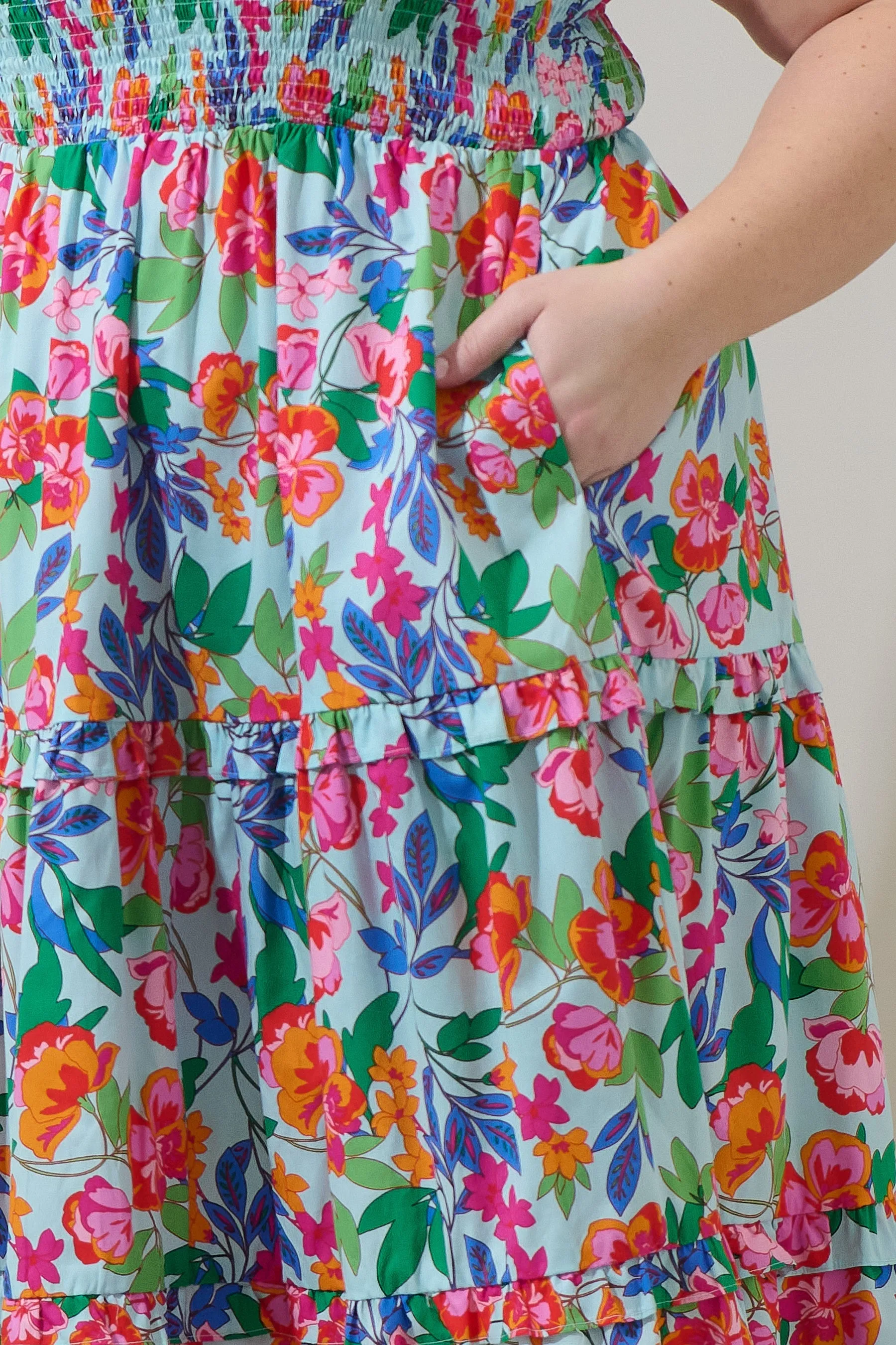 Orlena Floral Emy Smocked Midi Dress Curve sold by Sugarlips product image thumbnail 4
