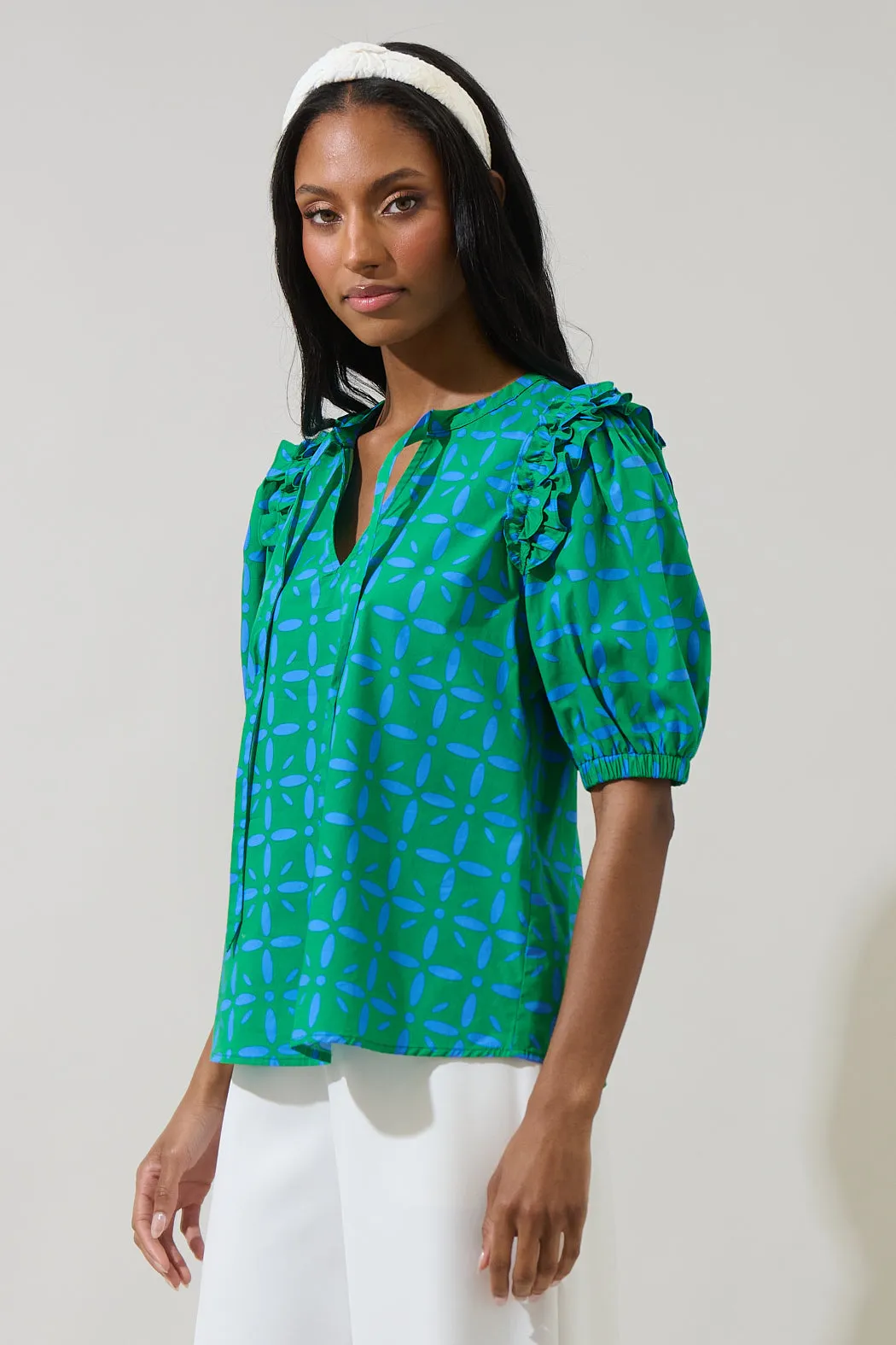 Prism Play Hazel Noche Tie Neck Blouse sold by Sugarlips product image thumbnail 3