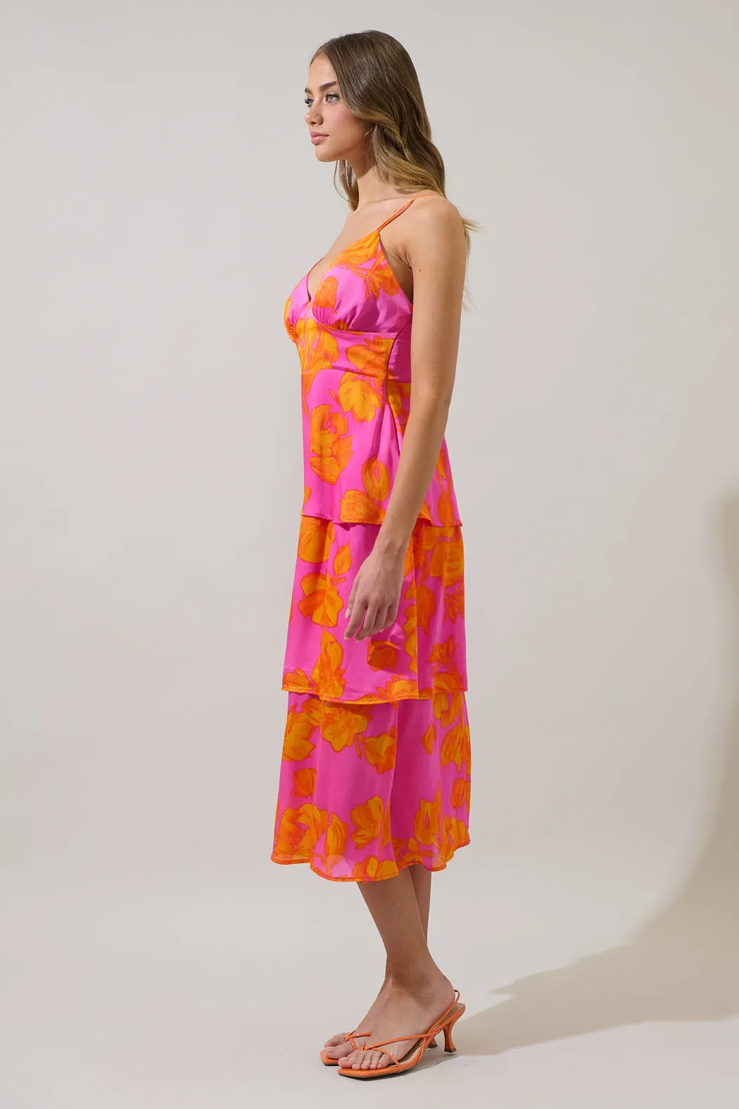 Pacey Floral Yanni Ruffle Tiered Midi Dress sold by Sugarlips product image thumbnail 4