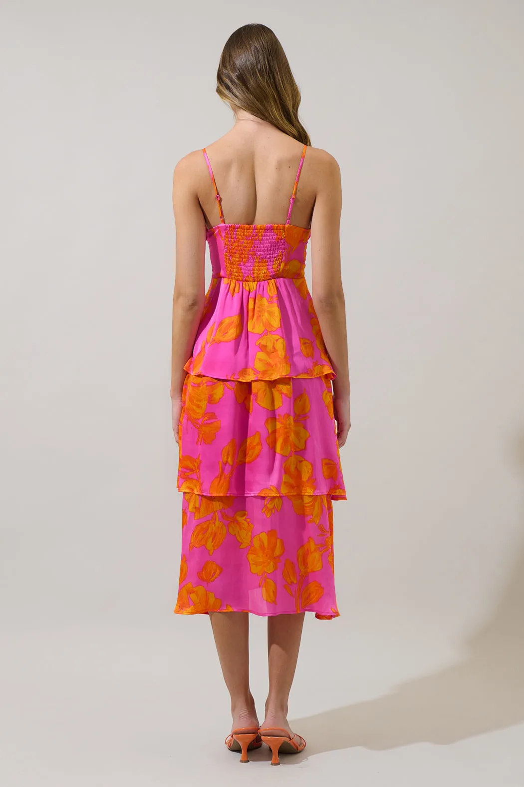 Pacey Floral Yanni Ruffle Tiered Midi Dress sold by Sugarlips product image thumbnail 3