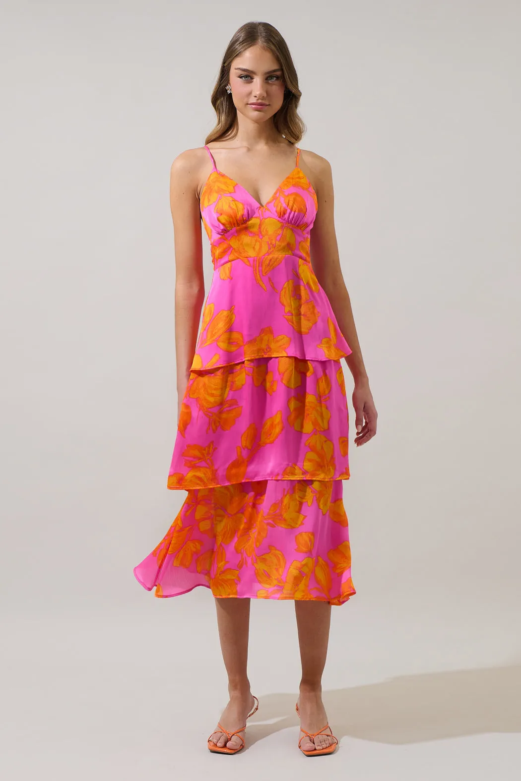 Pacey Floral Yanni Ruffle Tiered Midi Dress sold by Sugarlips product image thumbnail 2