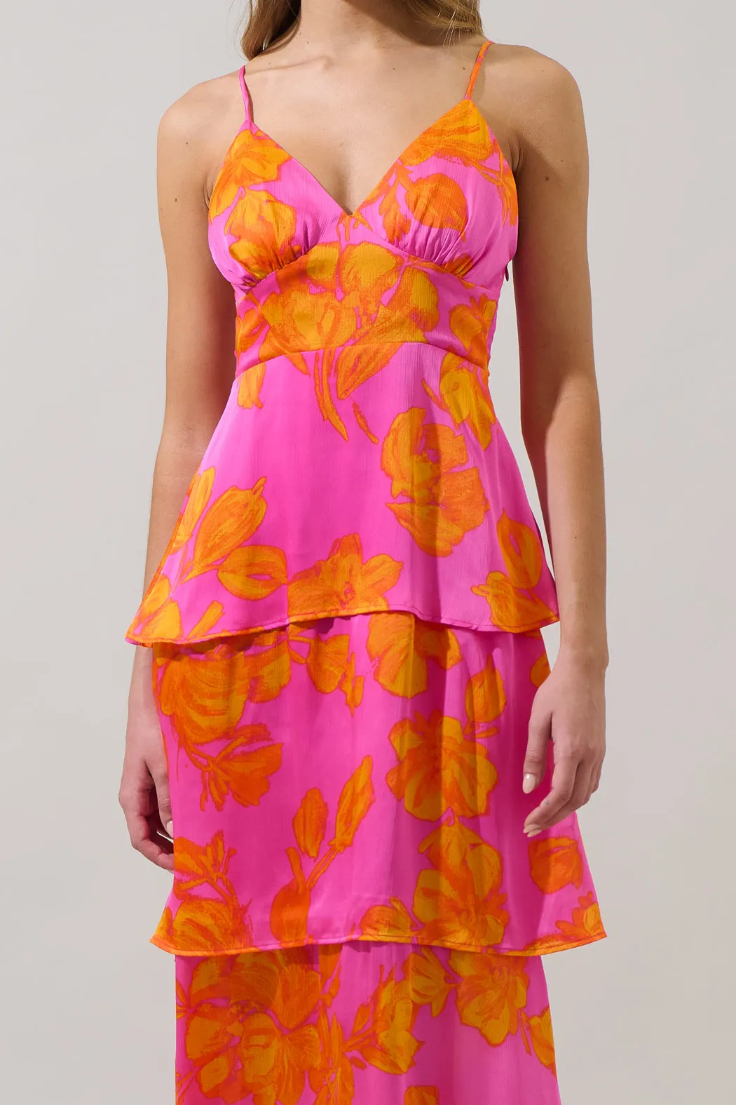 Pacey Floral Yanni Ruffle Tiered Midi Dress sold by Sugarlips product image thumbnail 5