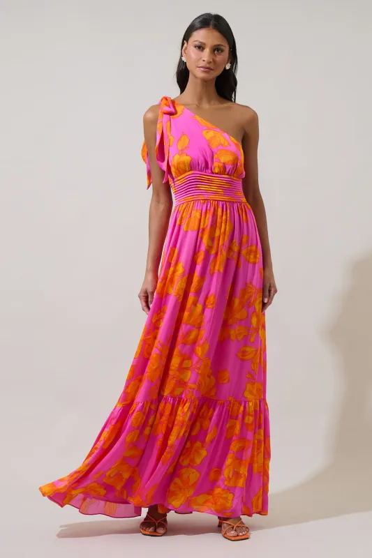 Pacey Floral Bayou One Shoulder Maxi Dress sold by Sugarlips