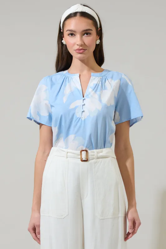 Afina Floral Xoey Split Neck Top sold by Sugarlips