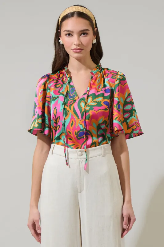 Lilia Tropical Ruffle Dupont Top sold by Sugarlips