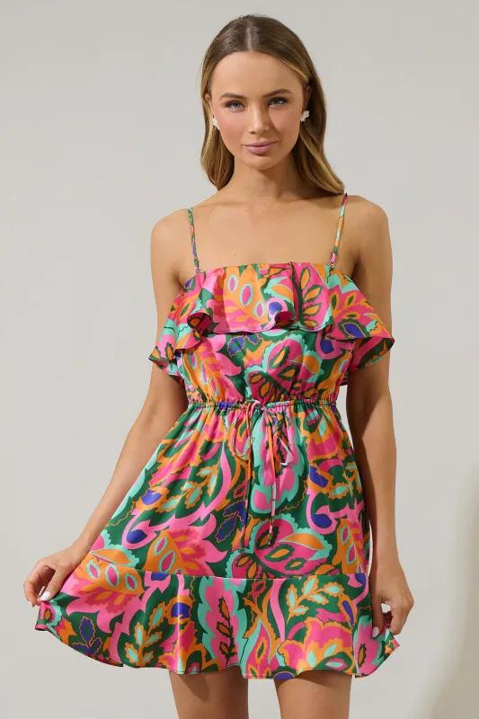 Lilia Tropical Convertible Ruffle Mini Dress sold by Sugarlips