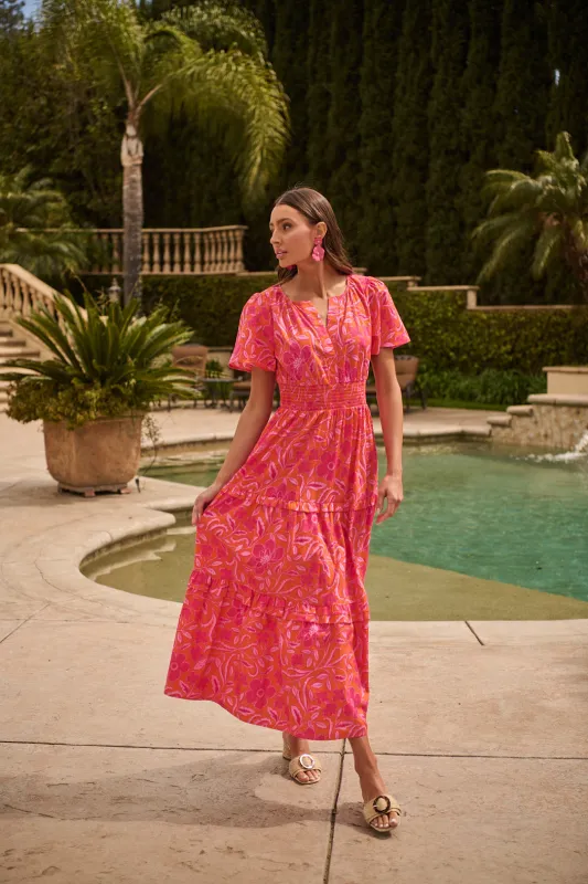 Rea Floral Palmer Poplin Tiered Maxi Dress sold by Sugarlips