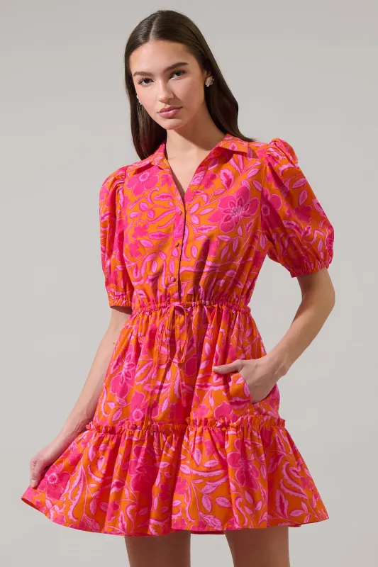 Rea Floral Stacie Button Down Mini Dress sold by Sugarlips