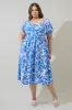 Carli Floral Alessi Puff Sleeve Midi Dress Curve sold by Sugarlips