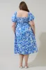 Carli Floral Alessi Puff Sleeve Midi Dress Curve sold by Sugarlips