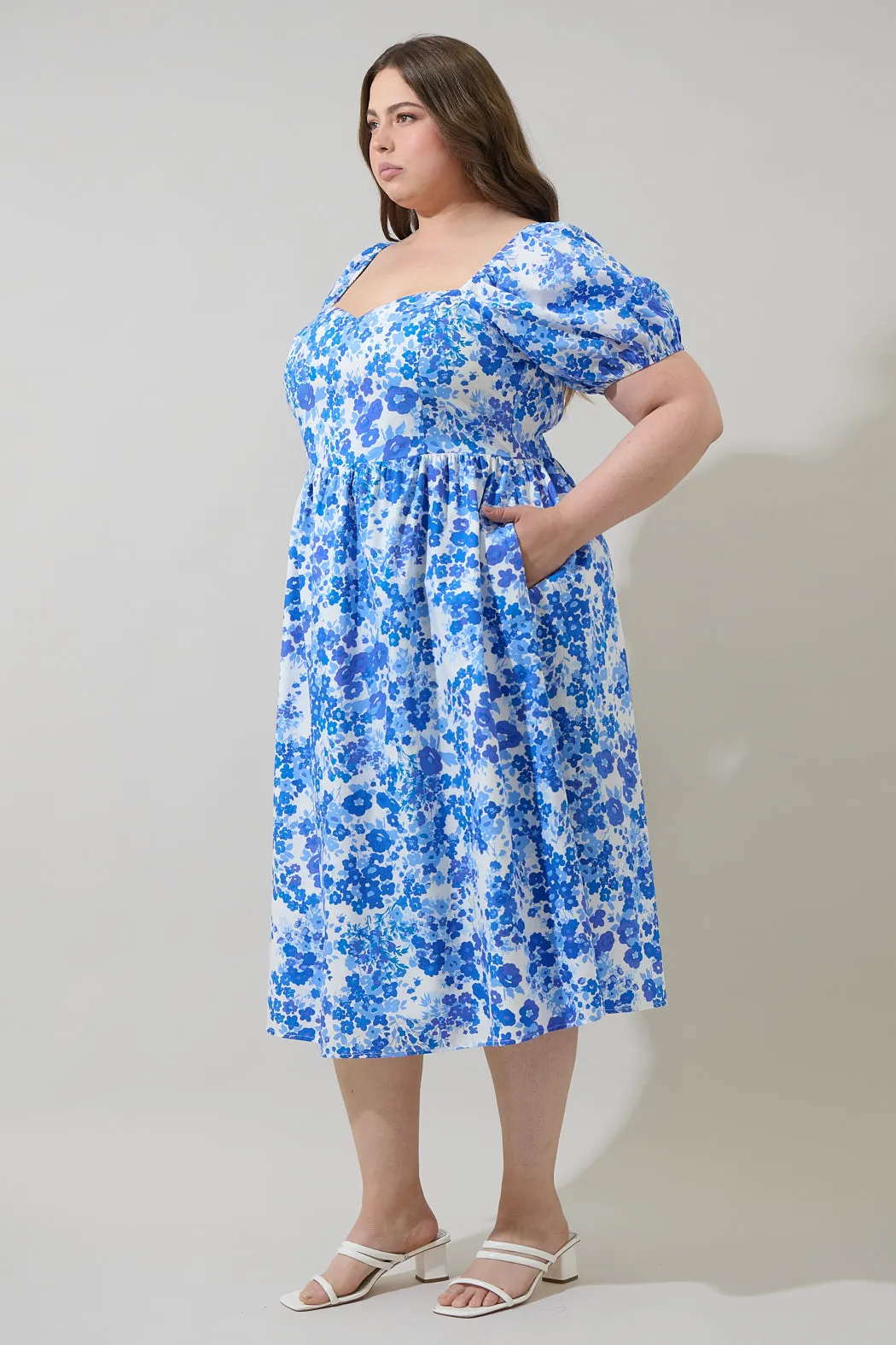Carli Floral Alessi Puff Sleeve Midi Dress Curve sold by Sugarlips product image thumbnail 3