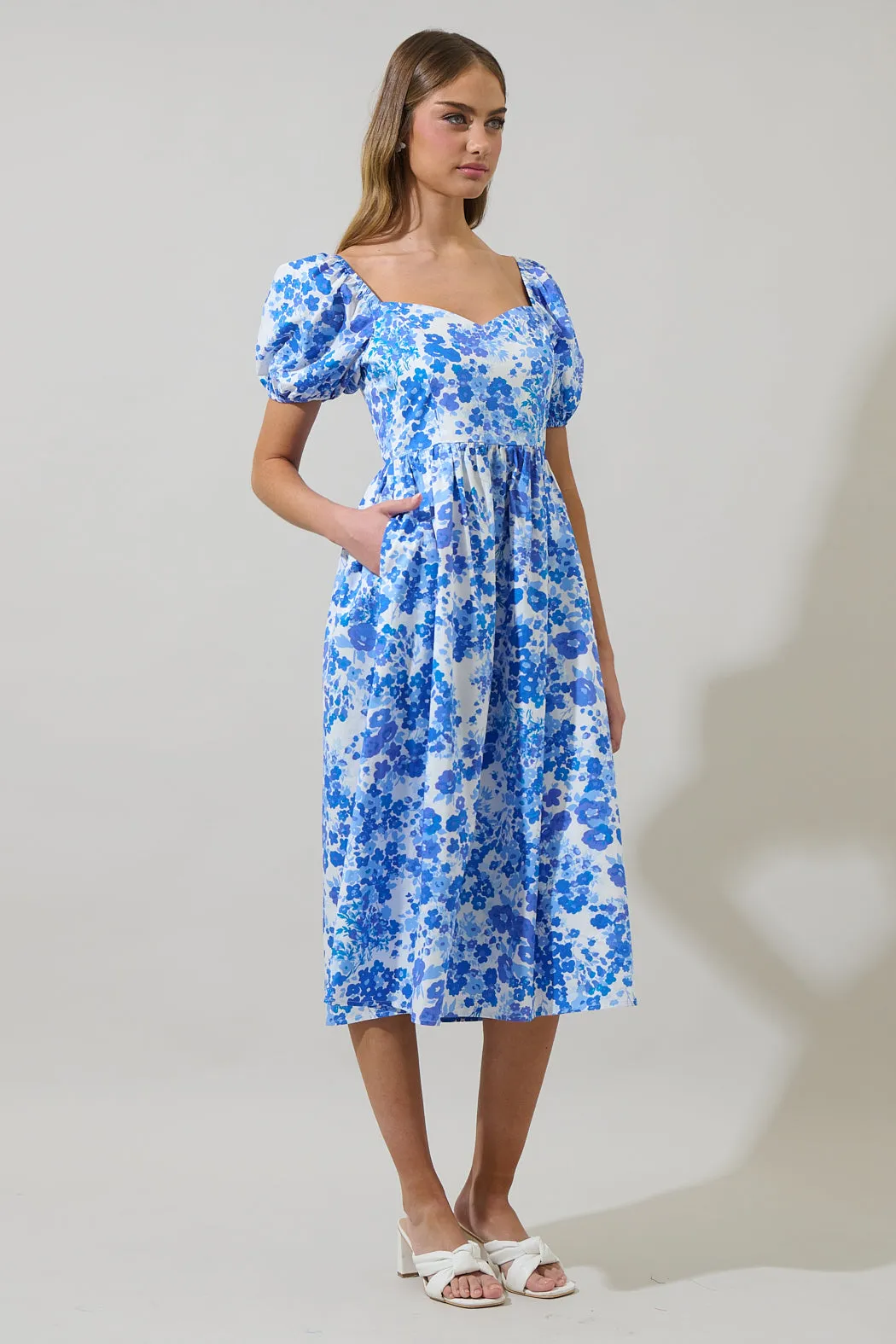 Carli Floral Alessi Puff Sleeve Midi Dress sold by Sugarlips product image thumbnail 3