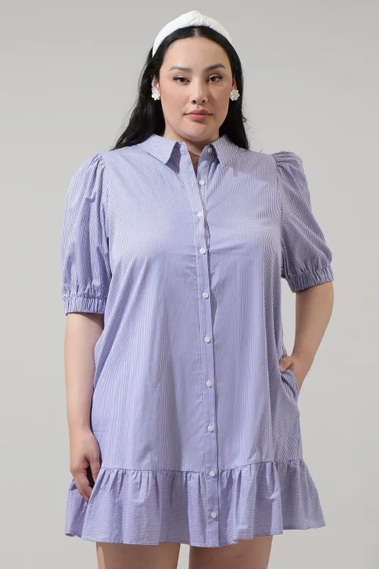 Fannie Striped Levy Button Down Shift Dress Curve sold by Sugarlips