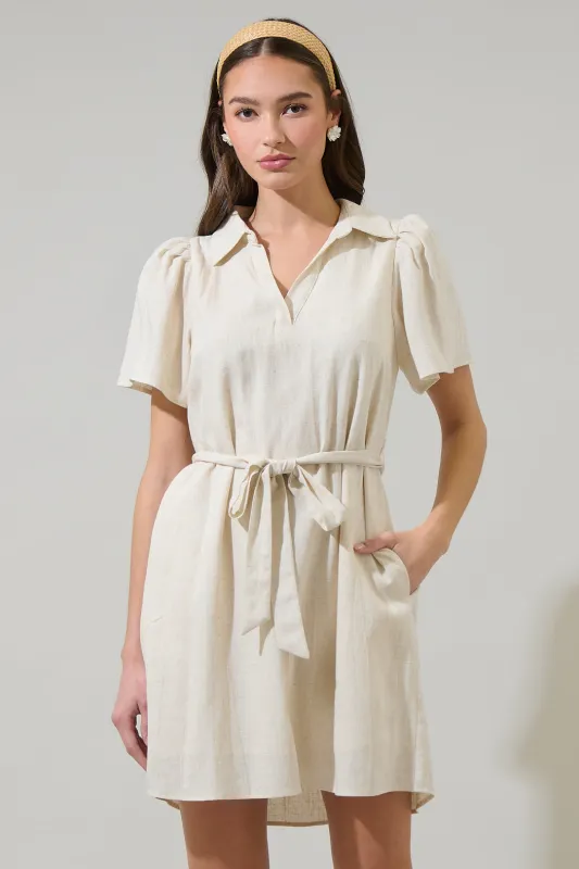 Nitza Linen Collared Mini Dress sold by Sugarlips