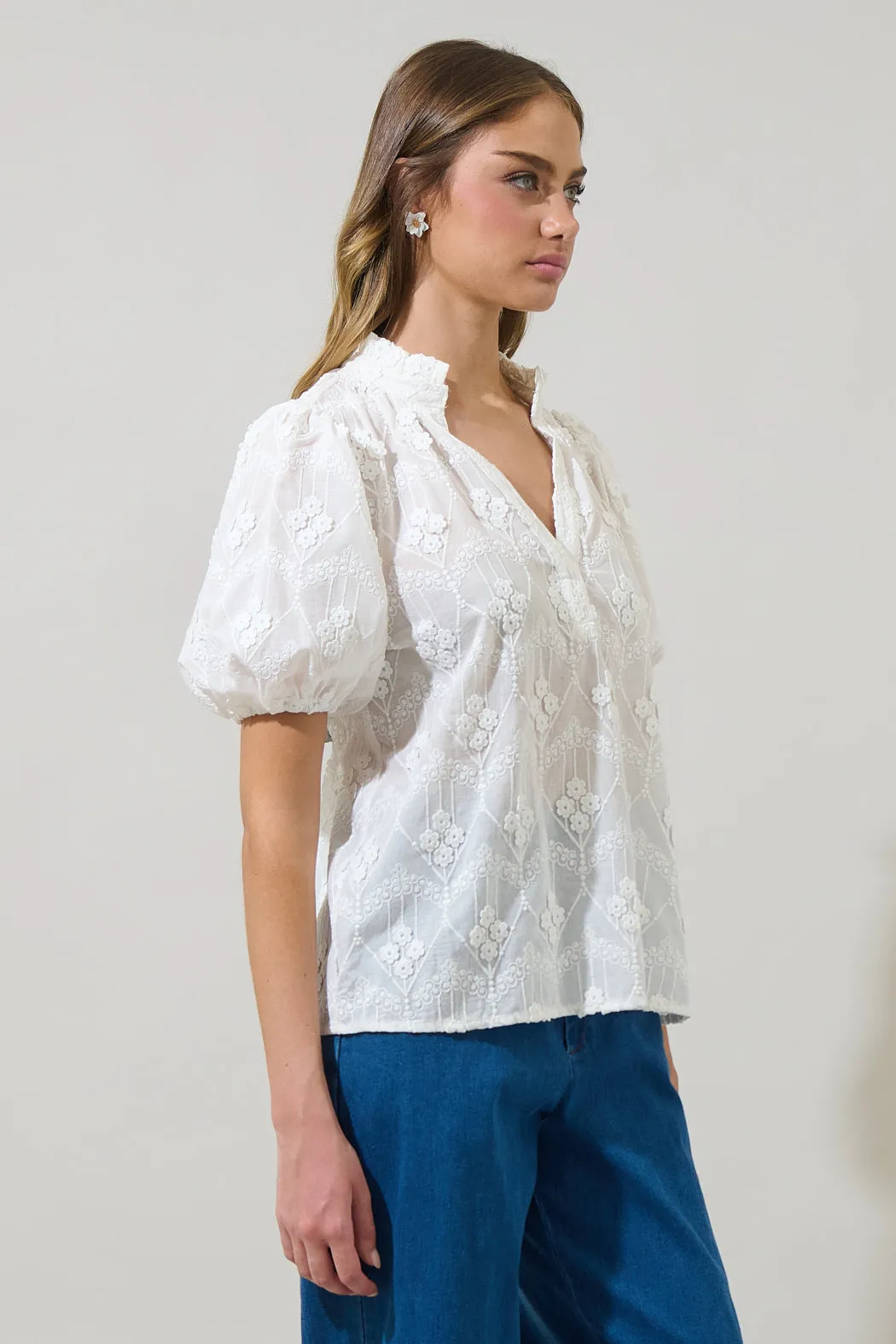 Joicy Embroidered Close to You Split Neck Top sold by Sugarlips product image thumbnail 3