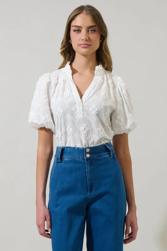 Joicy Embroidered Close to You Split Neck Top sold by Sugarlips