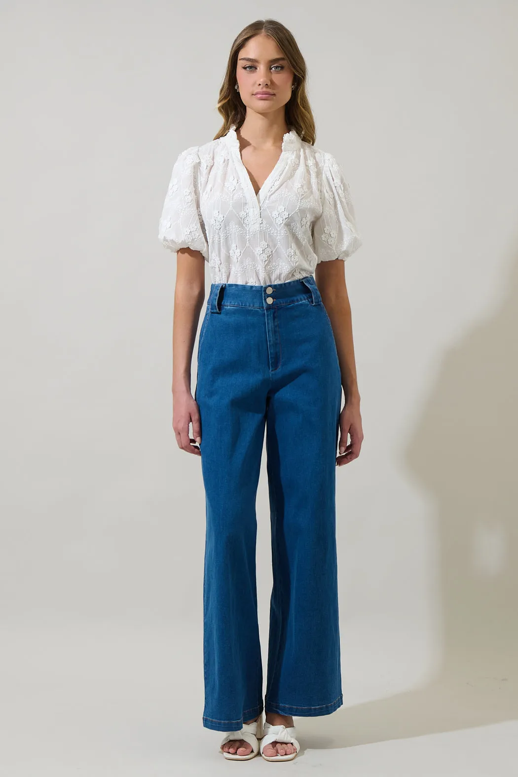 Joicy Embroidered Close to You Split Neck Top sold by Sugarlips product image thumbnail 4