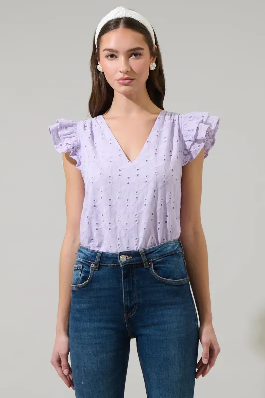Hayley Eyelet Seni Ruffle Top sold by Sugarlips