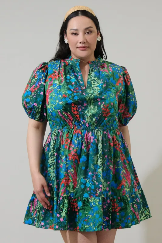 Devin Floral Marissa Mini Poplin Dress Curve sold by Sugarlips