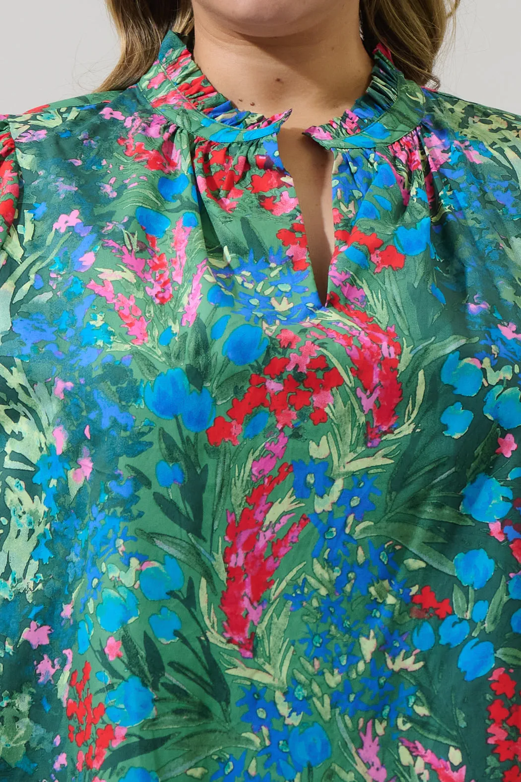 Devin Floral Reva Split Neck Top Curve sold by Sugarlips product image thumbnail 5