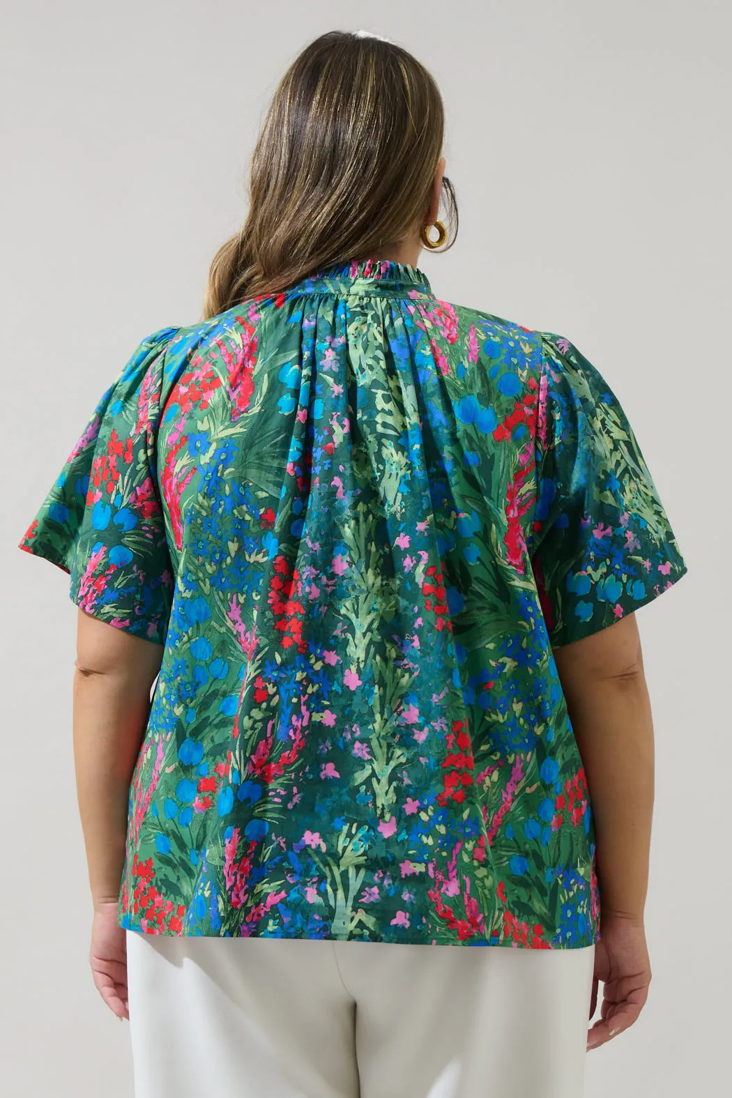 Devin Floral Reva Split Neck Top Curve sold by Sugarlips product image thumbnail 2